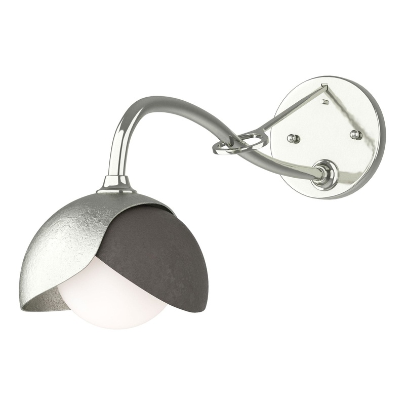 Brooklyn 1-Light Double Shade Long-Arm Sconce Sterling Dark Smoke