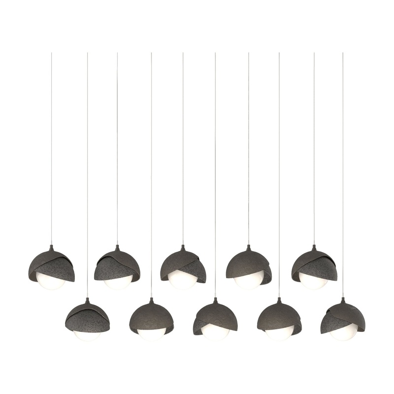 Brooklyn 10-Light Double Shade Pendant Dark Smoke Natural Iron