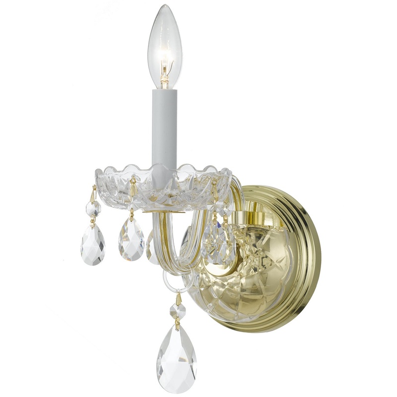 Crystorama 1031-PB-CL-S Traditional Crystal One Light Wall Sconce Polished Brass