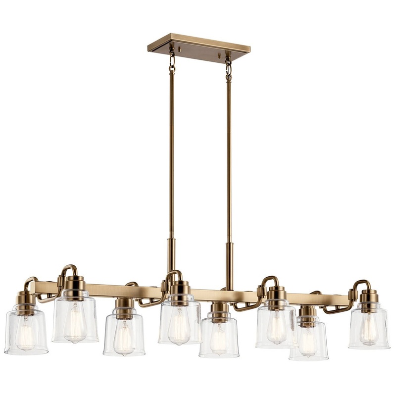 Kichler 52400WBR Eight Light Linear Chandelier, Weathered Brass