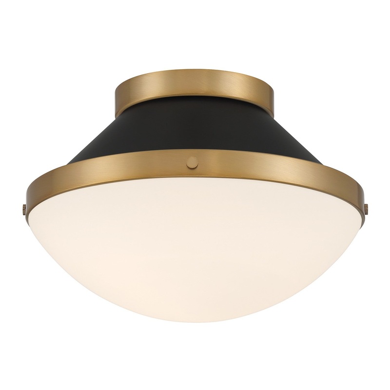 One Light Flush Mount from the Xander Collection in Vibrant Gold/Matte Black Finish by Crystorama