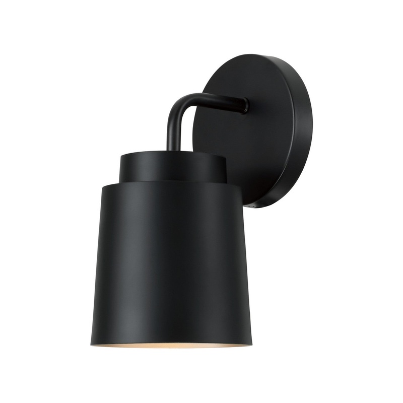 One Light Wall Sconce from the Pratt Collection in Matte Black Finish by Capital Lighting