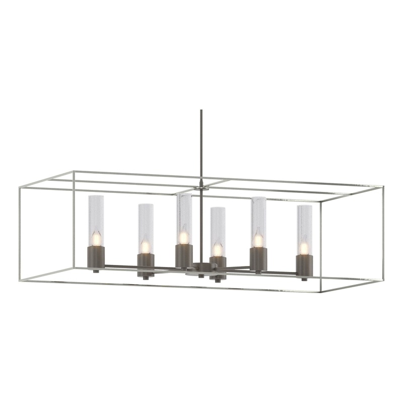 Portico Pendant Dark Smoke Sterling Seeded Clear Glass (II)