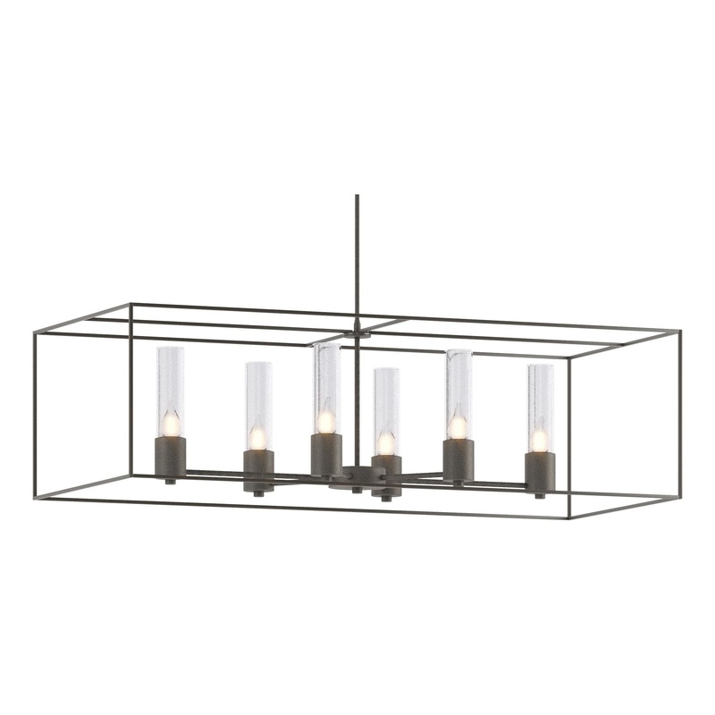 Portico Pendant Natural Iron Dark Smoke Seeded Clear Glass (II)