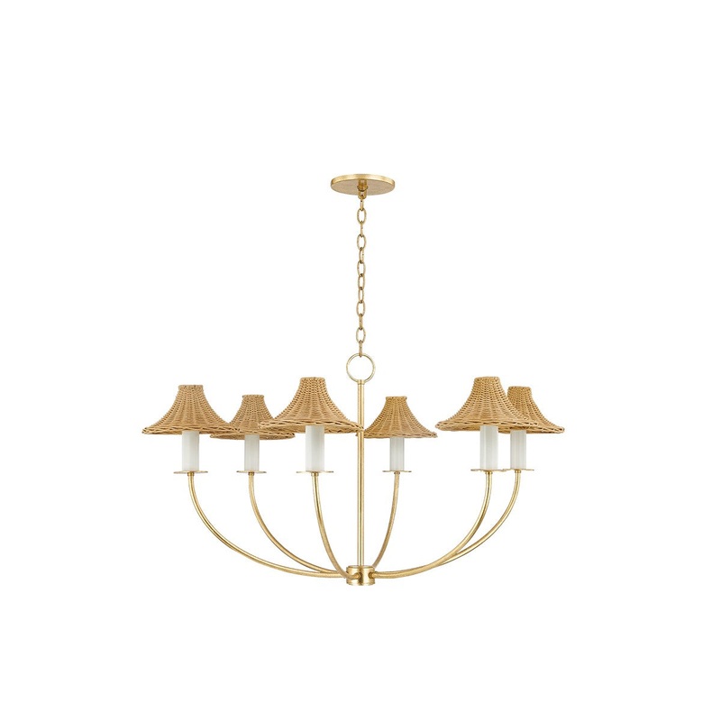 Six Light Chandelier from the Twila Collection in Vintage Gold Leaf Finish by Mitzi