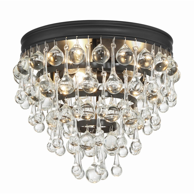 Three Light Flush Mount from the Calypso Collection in Matte Black Finish by Crystorama