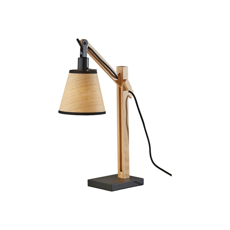 Walden Table Lamp Black Metal & Natural Wood