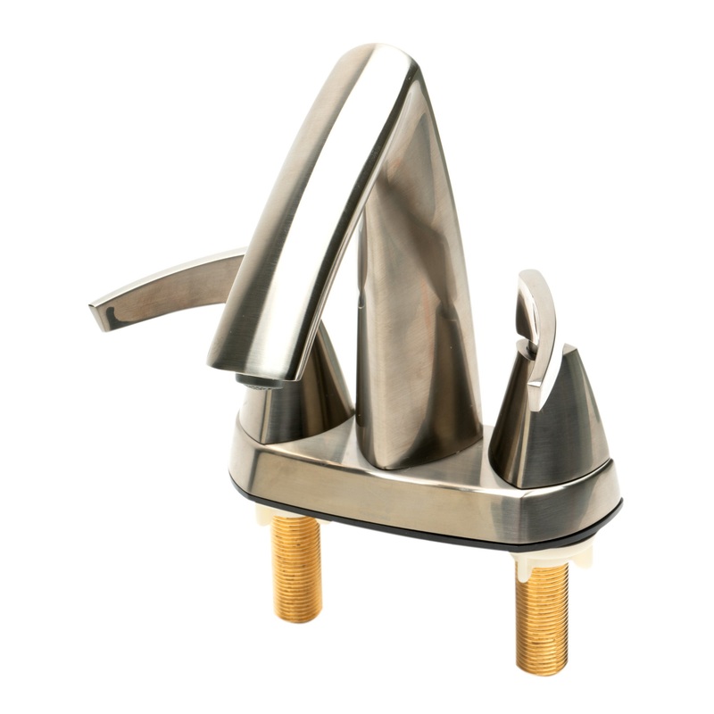 ALFI brand AB1003-BN Brushed Nickel Two-Handle 4” Centerset Bathroom Faucet