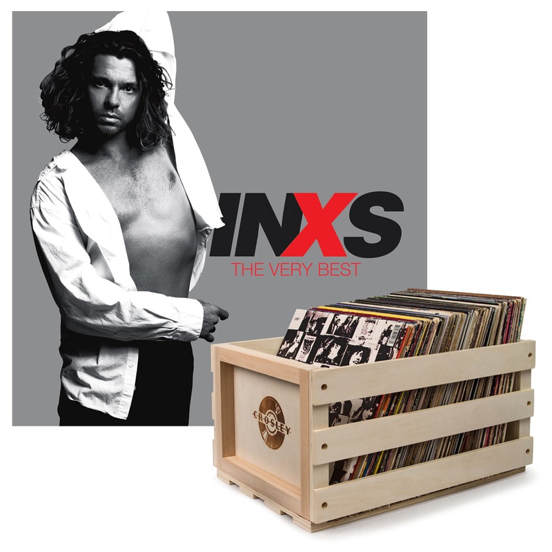 Crosley Record Storage Crate & Inxs The Very Best – Double Vinyl Album Bundle