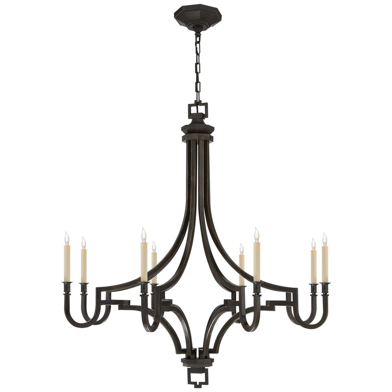 Eight Light Chandelier from the Mykonos Collection in Aged Iron Finish by Visual Comfort Signature