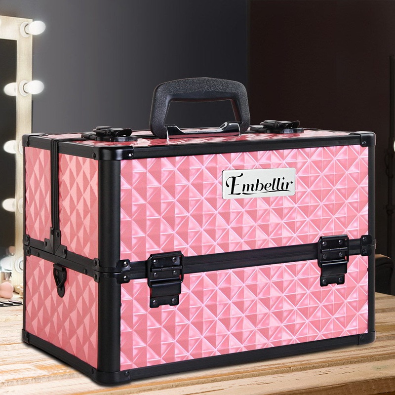 Embellir Portable Cosmetic Beauty Makeup Case – Diamond Pink