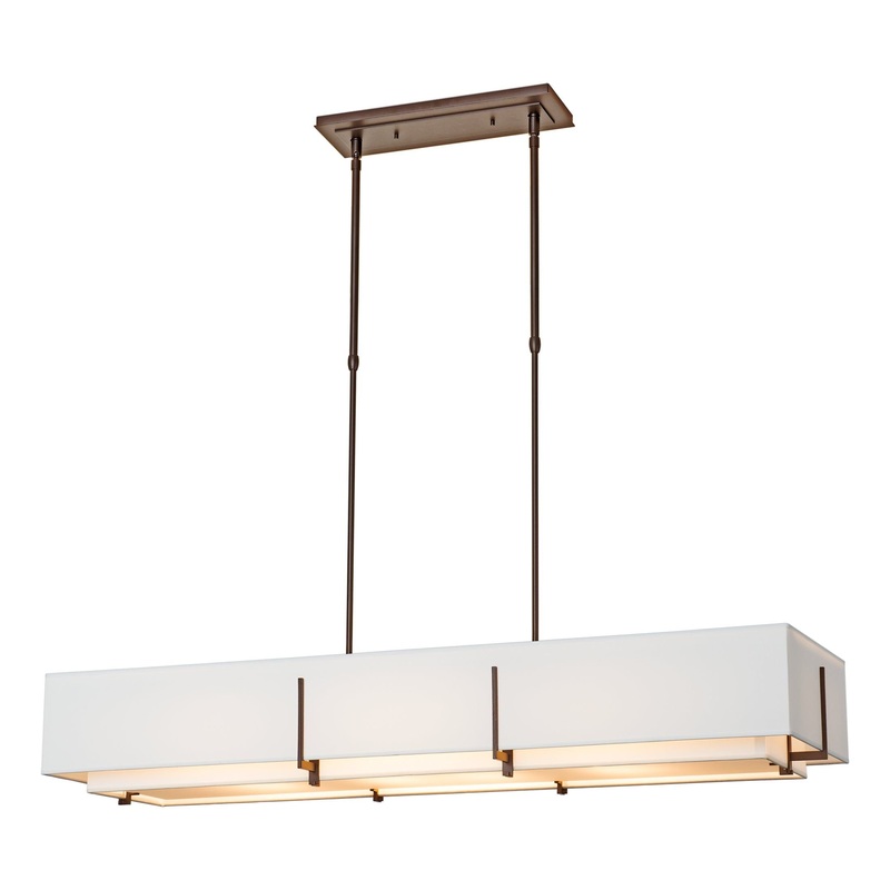 Exos Rectangular Pendant Bronze Natural Anna Inner Shade & Natural Anna Outer Shade