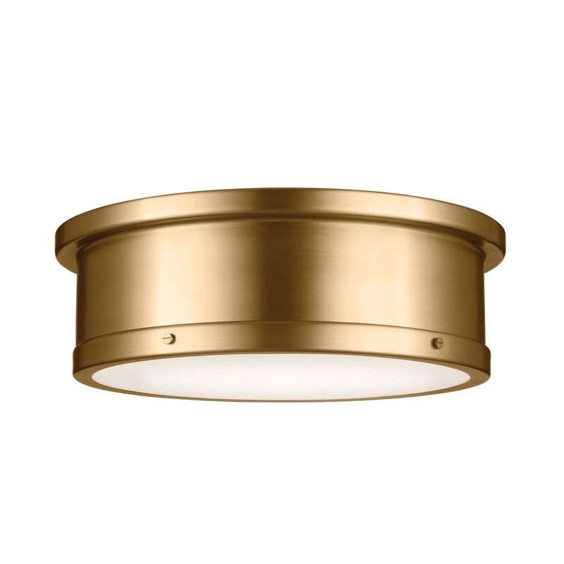 Kichler 52541BNB Three Light Flush Mount, Brushed Natural Brass