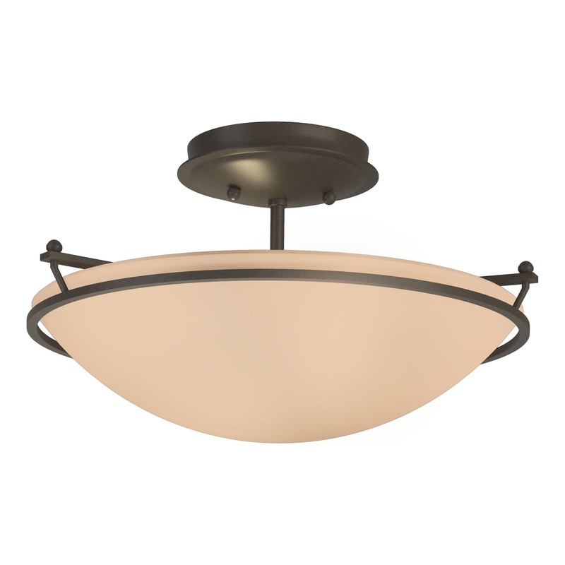 Plain Small Semi-Flush Dark Smoke Sand Glass (SS)