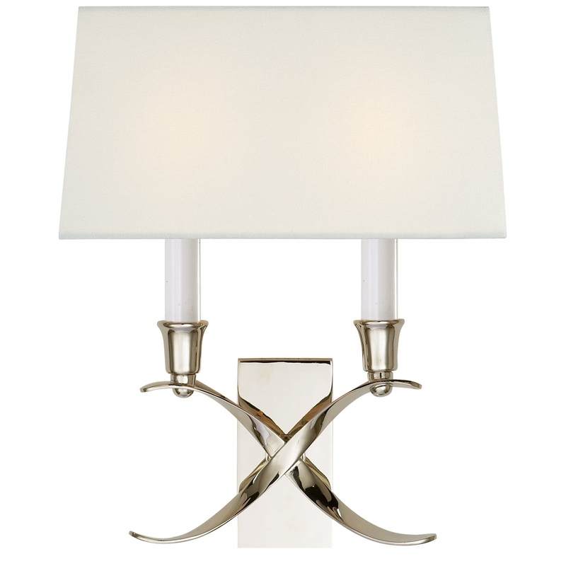 Two Light Wall Sconce from the Cross Bouillotte Collection in Polished Nickel Finish by Visual Comfort Signature