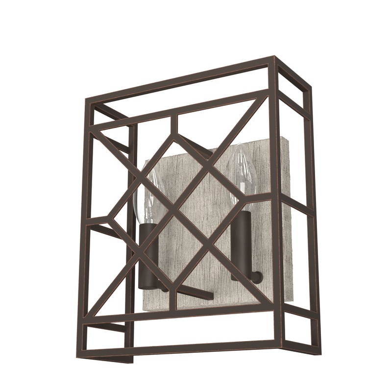 Two Light Wall Sconce from the Langwood Collection in Onyx Bengal Finish by Hunter