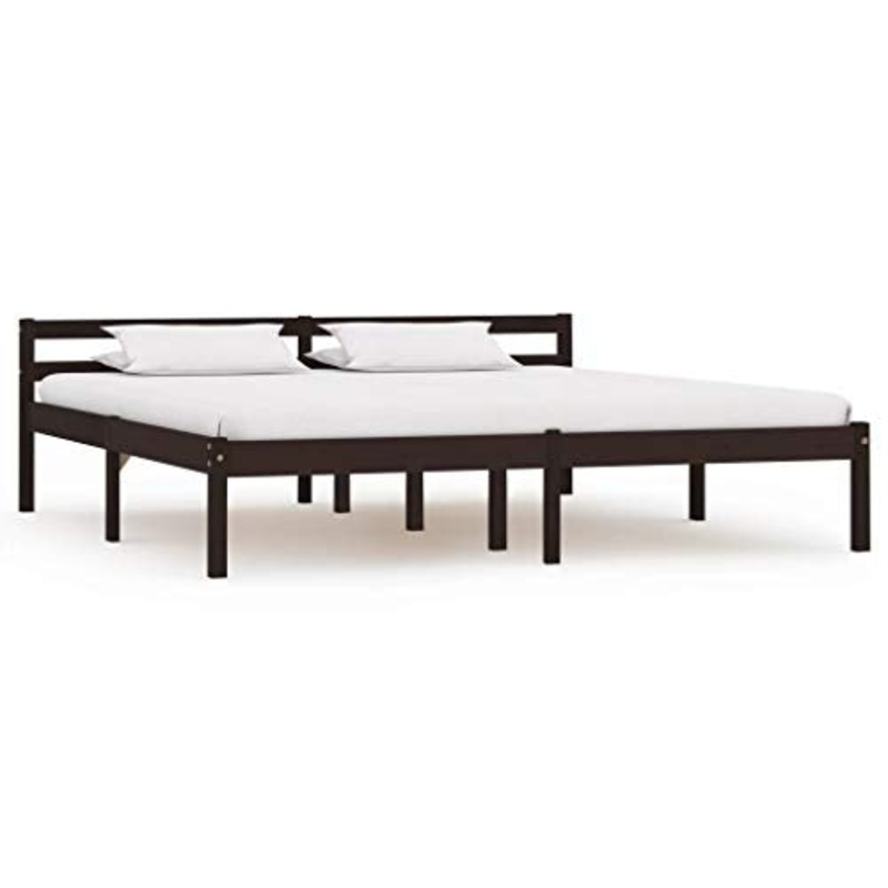 BIGTO – Struttura per letto in legno di pino massiccio, per la casa, per camera da letto, colore: Marrone scuro, 160 x 200 cm