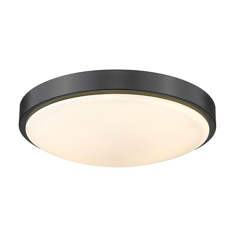 Gabi 13″ Flush Mount in Matte Black with Opal Glass