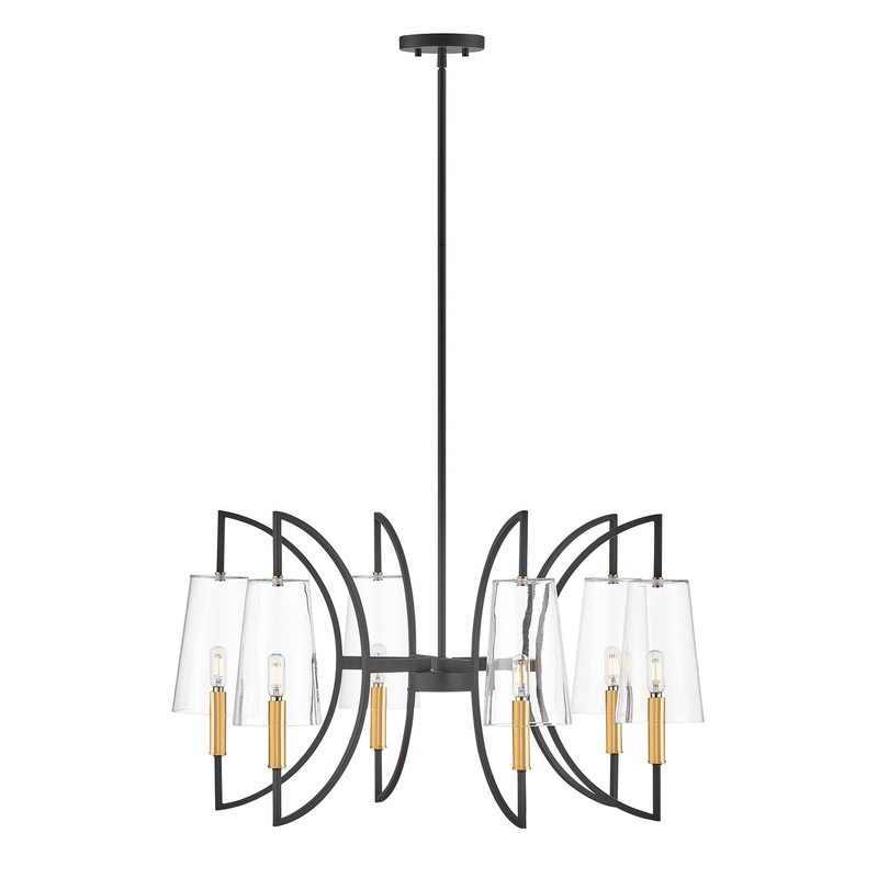 Hanley 6-Light Chandelier Matte Black and Warm Brass