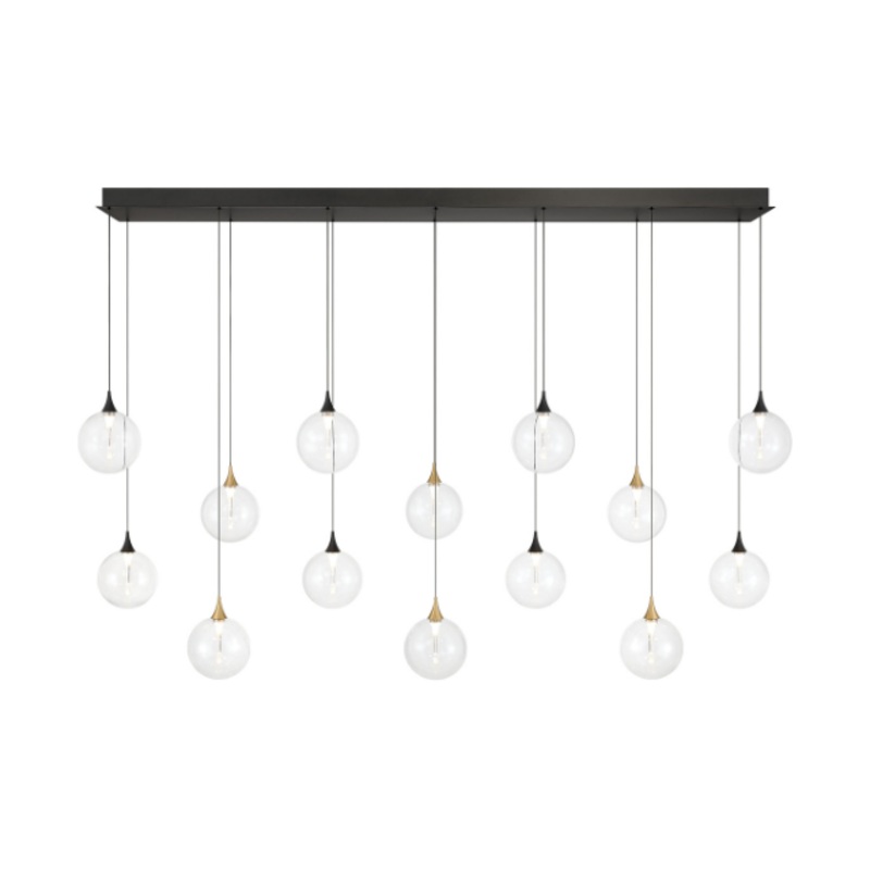 Iissa 14-Light 72″ Chandelier Gold-Black Clear Glass