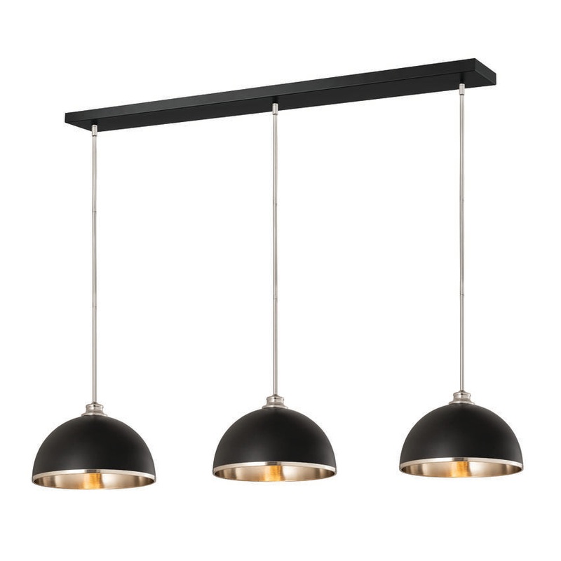 Landry 3-Light Pendant Matte Black + Brushed Nickel