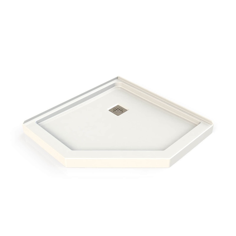 MAAX 106381-000-001-000 Neo-Angle Base 40 Acrylic Corner Left or Right Shower Base with Corner Drain in White