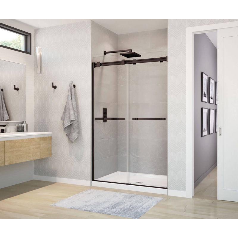 MAAX 136271-900-173-000 Duel 44-47 x 70 -74 in. 8 mm Bypass Shower Door for Alcove Installation with Clear glass in Dark Bronze