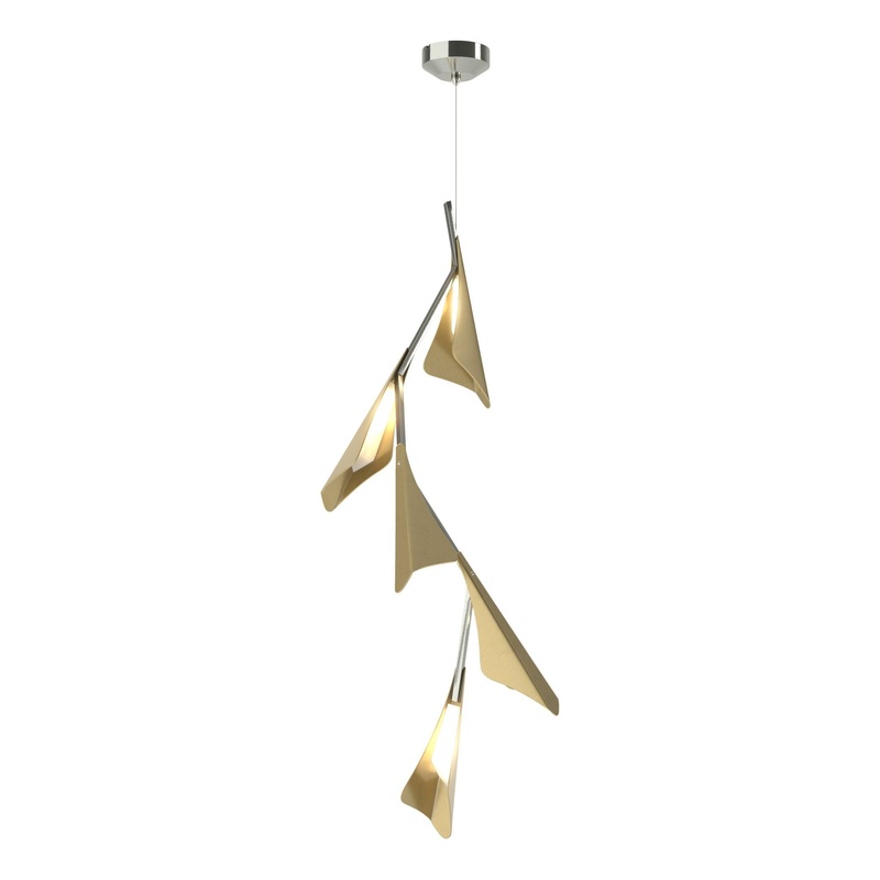 Plume 5-Light LED Pendant Sterling Modern Brass