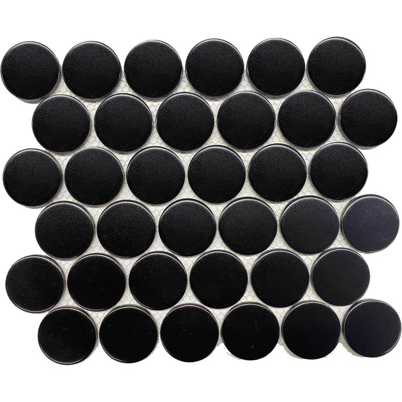 Roca Tile Usa Inc United States Ceramic Tile Cc Mosaics Plus+ Ii Matte Black 2 Inch Dot Porcelain Mosaics. Ufcc162-12Mt 1 Sheet = .87 Sq. Ft.