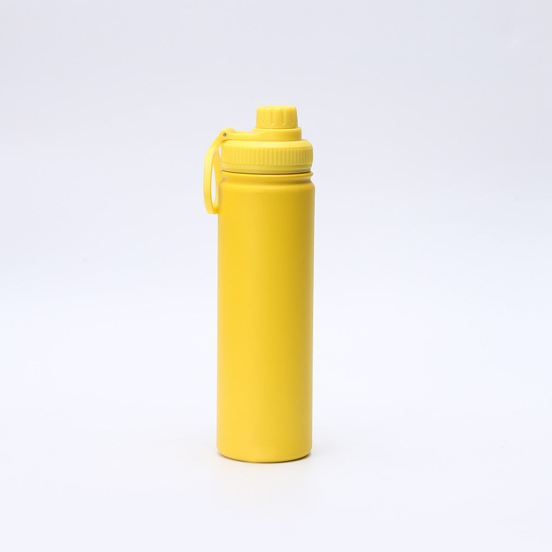 Yellow Portable Travel Thermos Bottle – Leakproof Stainless Steel Flask with Carry Handle (22oz – 660ml)