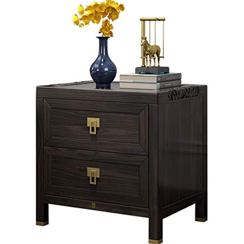 YLiansong-home Tavolo da Comodino Tavolino in Legno Camera da Letto Minimalista Moderna con Cabina Armadio da Comodino in Legno massello Cabinet Storage Unit. (Color : Dark Brown, Size : One Size)