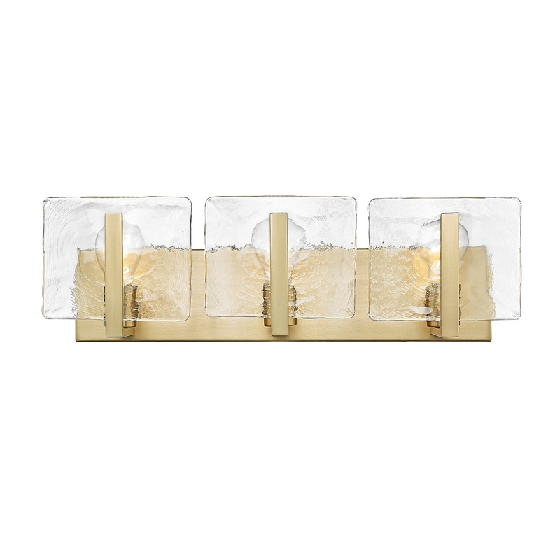 Aenon 3-Light Bath Vanity in Brushed Champagne Bronze with Hammered Water Glass Shade