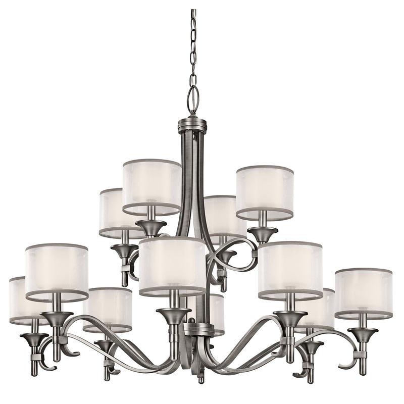 Kichler 42383AP 12 Light Chandelier, Antique Pewter