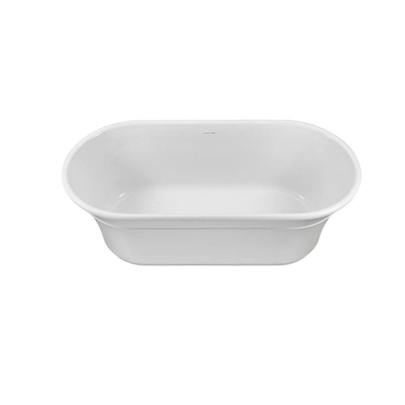Soaking Tub Hudson 66 x 32 Inch Freestanding Center Drain White Gloss Mineral Composite