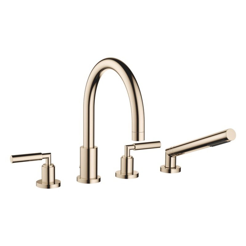 Tub Filler TARA Mixer for Deck Mount with Handshower 2 Lever ADA Champagne