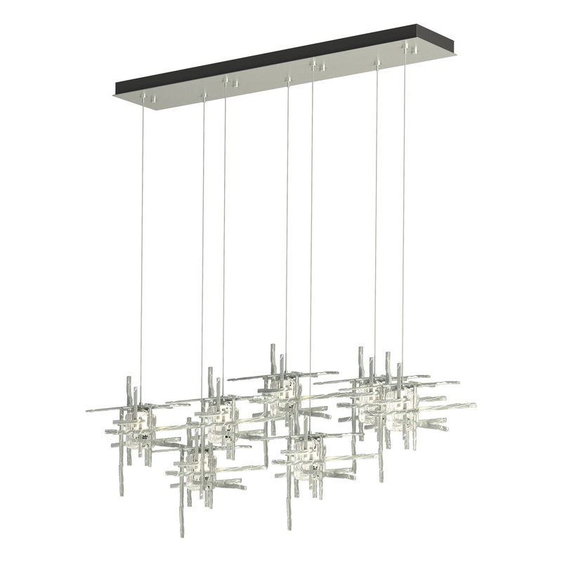 Tura 7-Light Seeded Glass Pendant Vintage Platinum