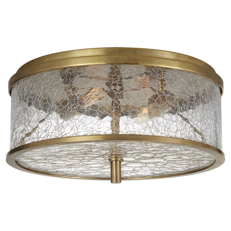 Two Light Flush Mount from the Liaison Collection in Antique-Burnished Brass Finish by Visual Comfort Signature