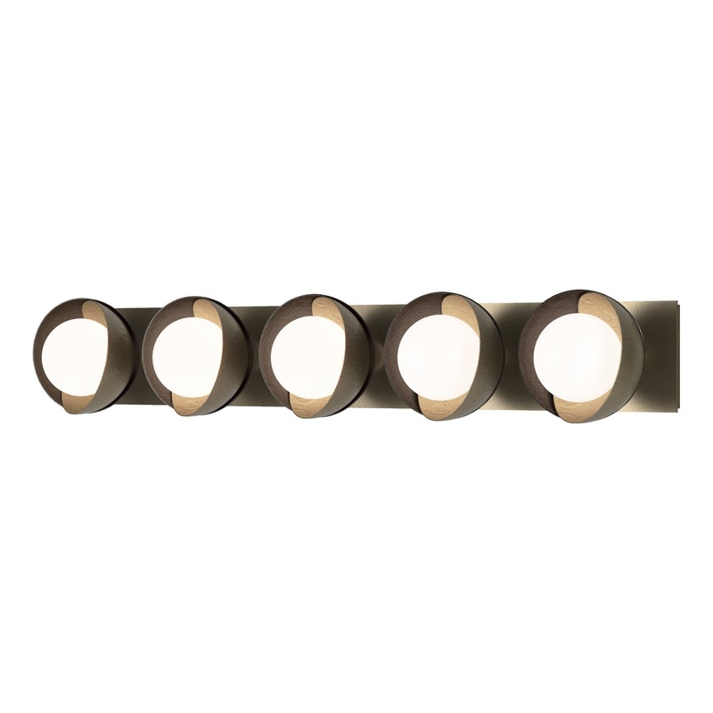 Brooklyn 5-Light Straight Double Shade Bath Sconce Soft Gold Oil Rubbed Bronze