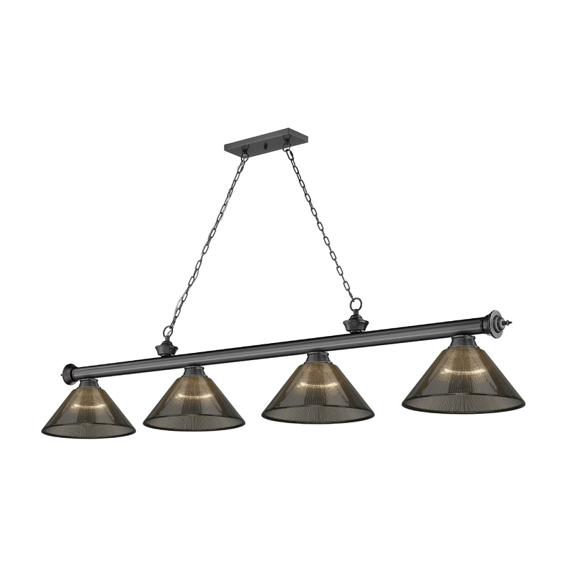 Cordon 4-Light Billiard Bronze Plate Cone Smoke Acrylic