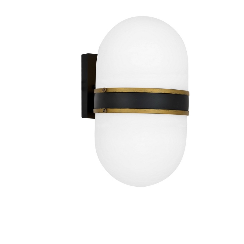 Crystorama CAP-8504-MK-TG Capsule Two Light Outdoor Wall Sconce Matte Black / Textured Gold