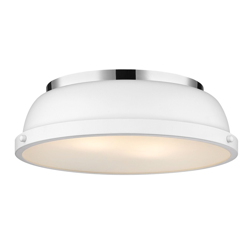 Duncan 14″ Flush Mount in Chrome with a Matte White Shade