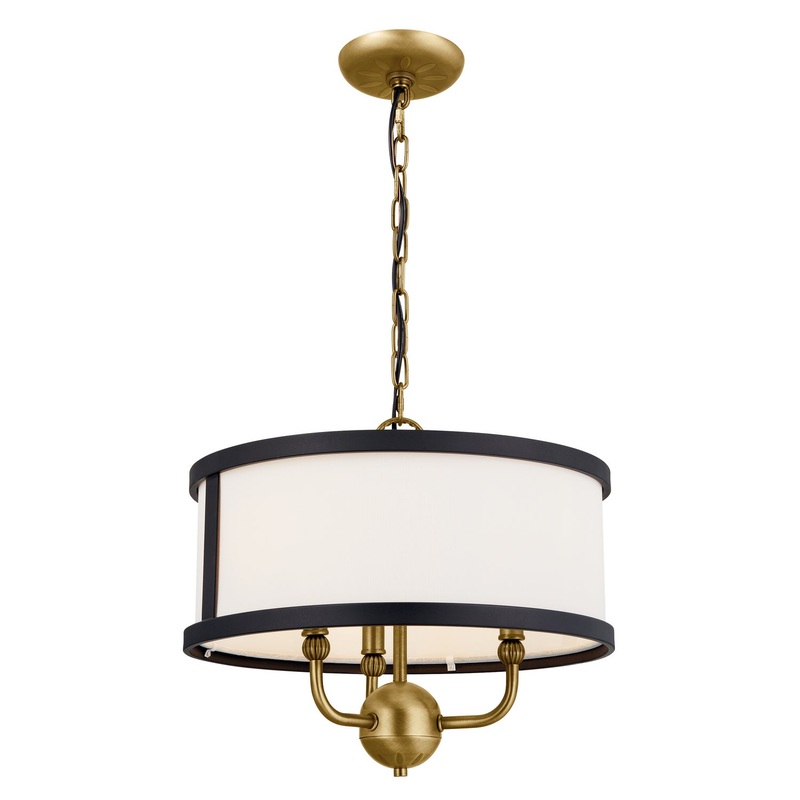 Kichler 52465NBR Three Light Chandelier/Semi Flush, Natural Brass