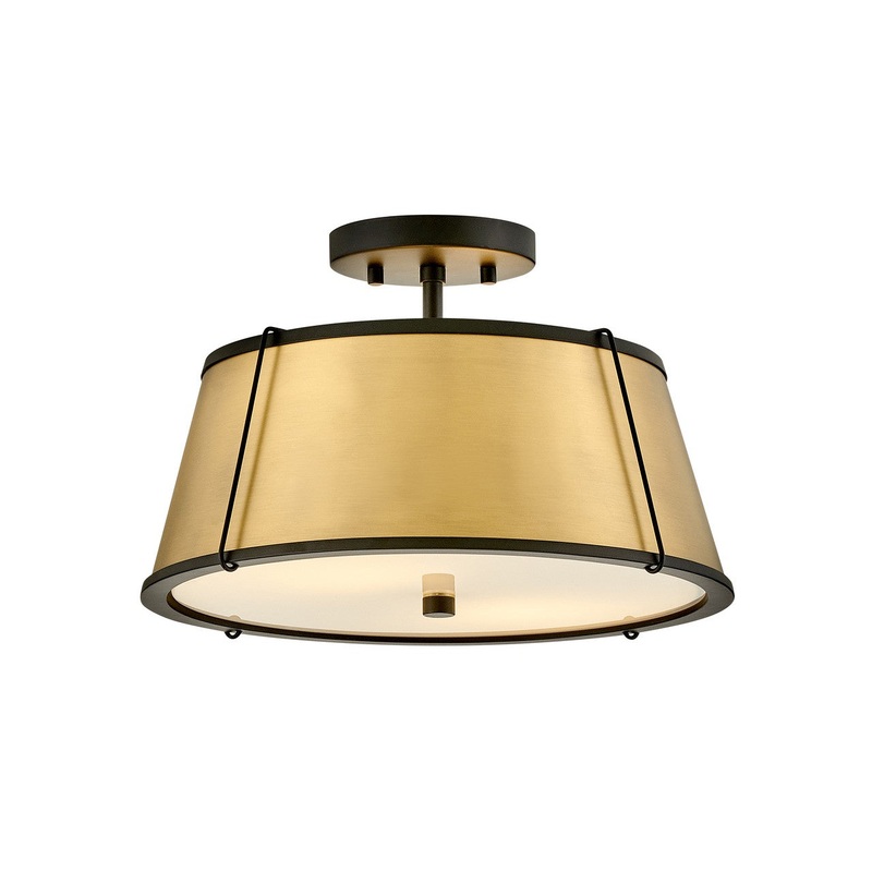 LED Semi-Flush Mount from the Clarke Collection in Black Finish by Hinkley