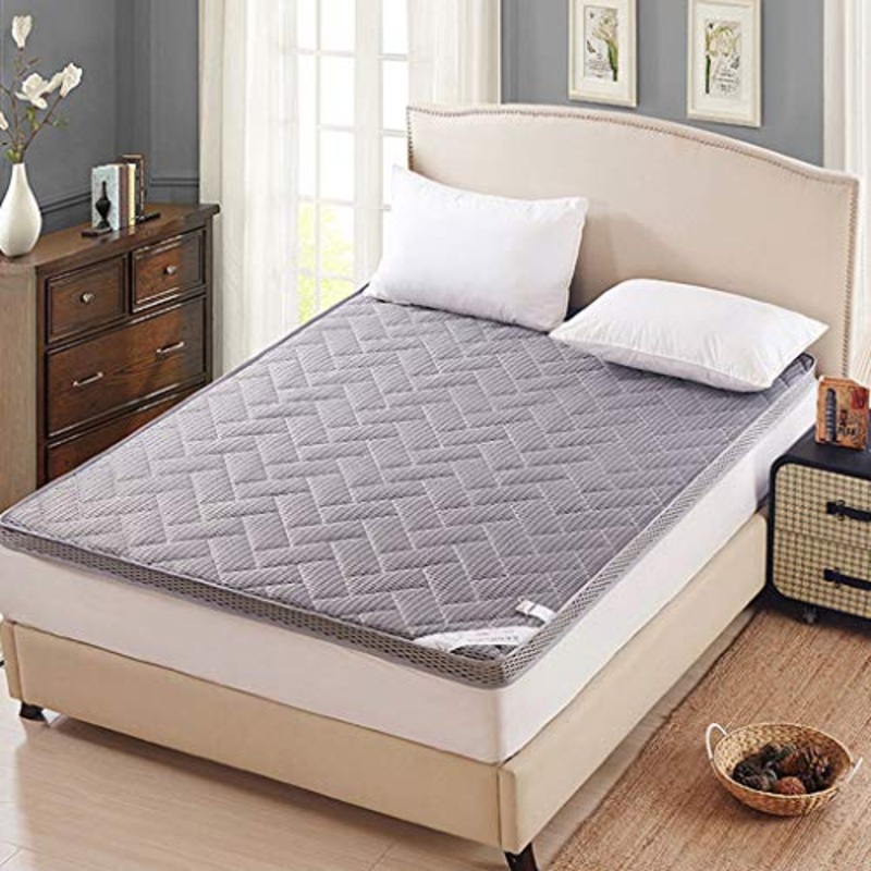 LJ Camera da Letto Tatami Materasso Spugna Maglia Spessa Estate Traspirante Singolo Doppio Studente dormitorio Letto a Pelo Pieghevole Letto da Campeggio casa (Colore : Gray, Dimensioni : 90x200cm)