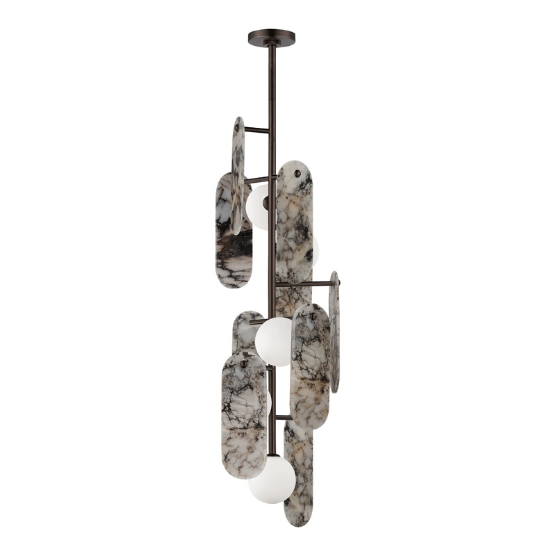 Megalith 5-Light Vertical LED Pendant Brushed Bronze Striae Arya