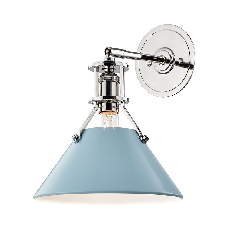 Painted No.2 1-Light Wall Sconce Polished Nickel/Blue Bird
