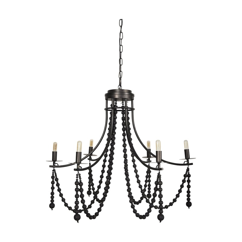 Selma Chandelier Black Wood | Black Metal