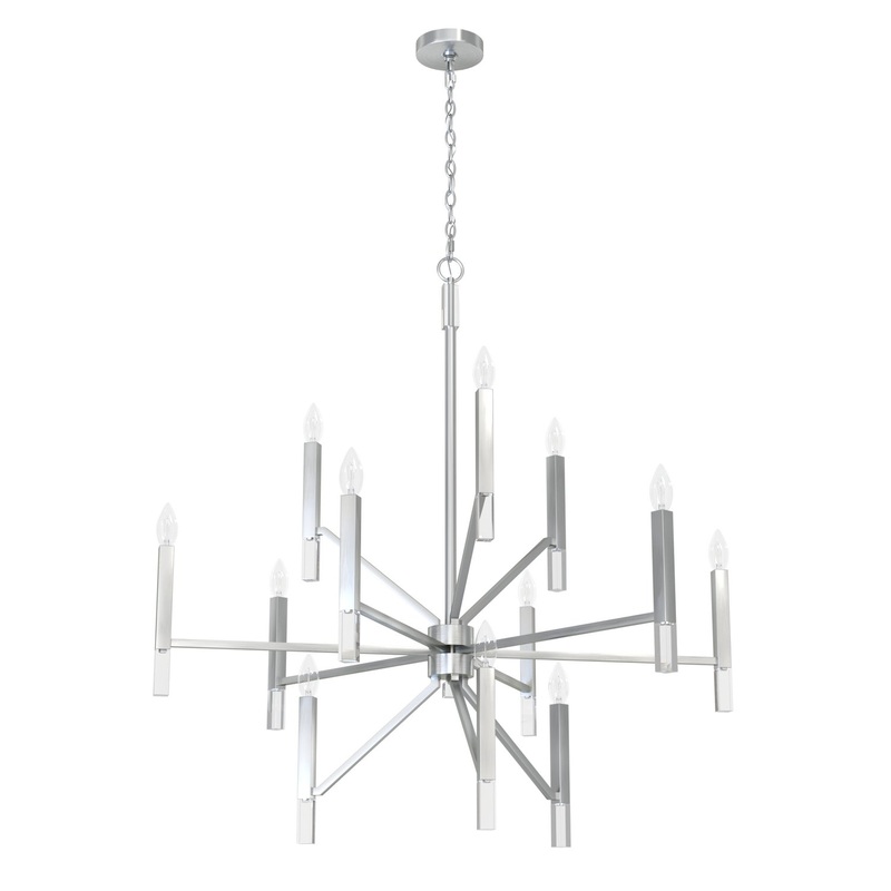 12 Light Chandelier from the Sunjai Collection in Brushed Nickel Finish by Hunter