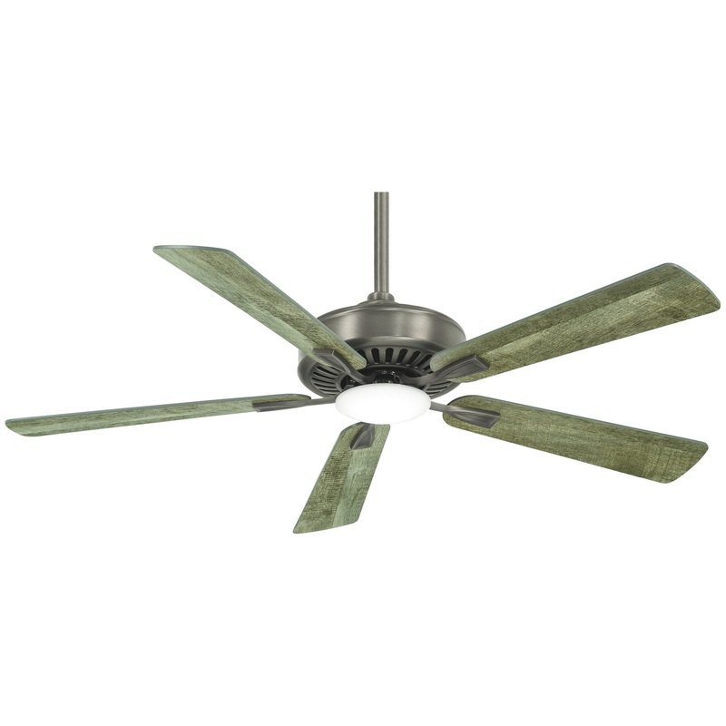 5-blade Contractor Led 52″ Ceiling Fan by Minka Aire (Dry Rated) Burnished Nickel/Savannah Gray
