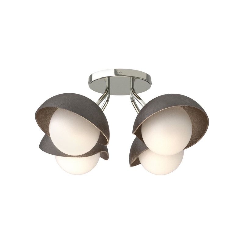 Brooklyn 4-Light Single Shade Semi-Flush Sterling Oil Rubbed Bronze